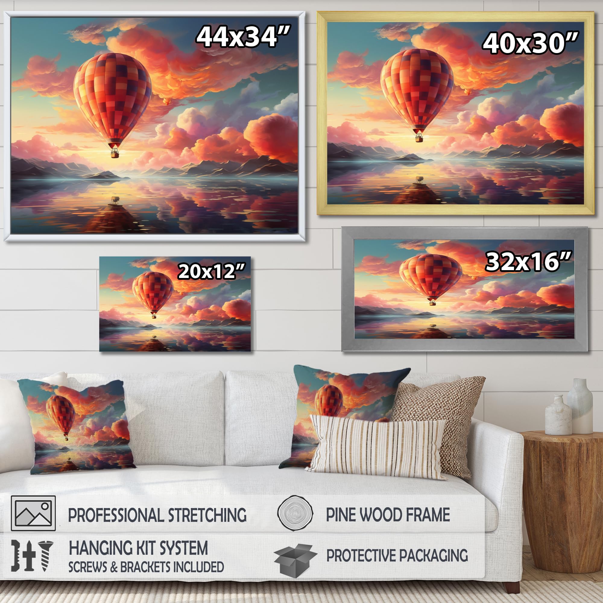 Amazon.com: Hot Air Balloon framed wall art decor, Hot Air Balloon